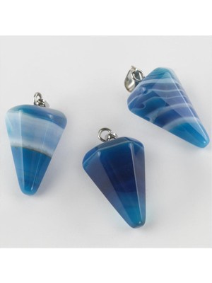 Zero Land Snmswrld Akik Pandül Doğaltaş Kolye Ucu-Mavi