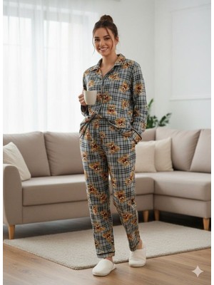 Boston Ekose Ayıcık Desenli Pijama Takımı