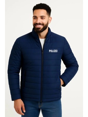 Flamex Erkek Mikro Su Itici Kapitone Baskılı Astarlı Fermuarlı Bomber Mont - Lacivert
