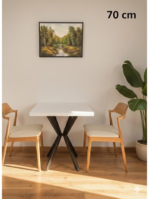 Modülare Mutfak Cafe Balkon Bahçe Restoran Yemek Masası 70X70 ve 80X80 Metal Ayak