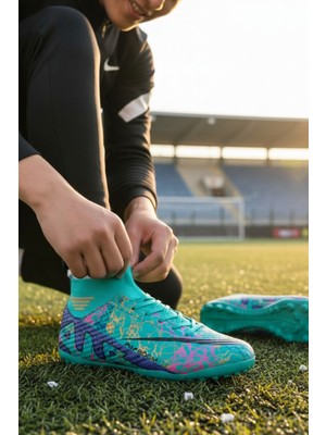 Enoch Abstract-Neon Entegre Bilekli Profesyonel Halı Saha Ayakkabısı