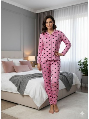 Boston Milan Kumaş Kadın Gömlek Yaka  Pijama Takımı