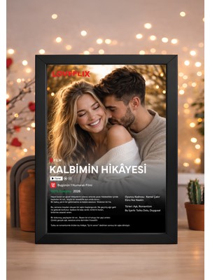 Woisco Sevgililer Günü Hediyesi - 14 Şubat Hediyesi - Kişiye Özel  Loveflix Tablo - Netflix Çerçeveli Tablo 21X30CM
