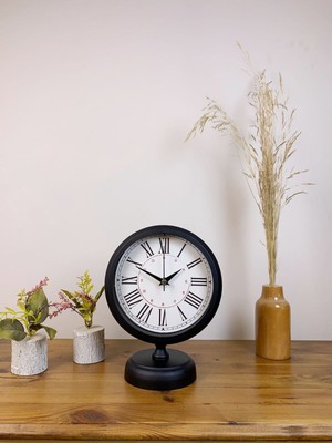 Akıllı Durak Siyah Metal Modern Masa Saati 25×20 cm