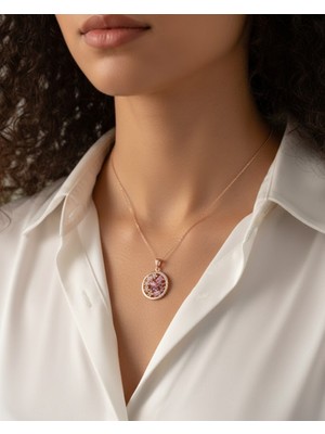 BG Jewellery Yuvarlak Taşlı Renkli Çiçekler 925 Ayar Gümüş Kolye