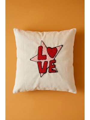 Maharat Love Desenli Punch Yastık Kırlent Kılıfı