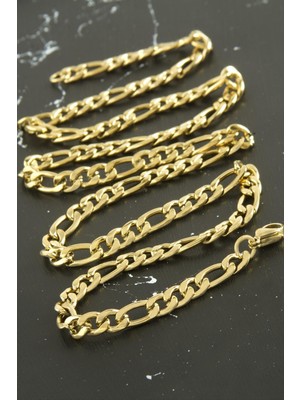 Zero Land Snmswrld Oval Zincir Çelik Kolye 55 Cm-Sarı