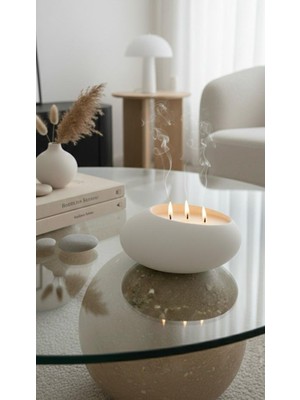 El Yapımı Dekoratif Modern Tasarım Taş Soya Mum