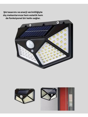 Sepetink Güneş Enerjili Aydınlatma 100 LED Sensörlü Solar Dış Mekan Lamba