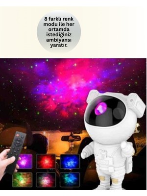 Sepetink Bluetooth ve Dahili Ses Özellikli Astronot Projeksiyon Lambası