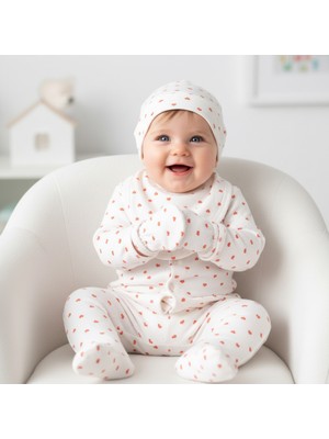 Milays %100 Pamuk Kız Bebek 5 Li Kalp Desenli Zıbın Takımı