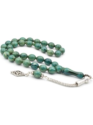 Murty99 Gümüş Kamçılı Sığırcık Kesim Hareli Turkuaz Katalin Tesbih