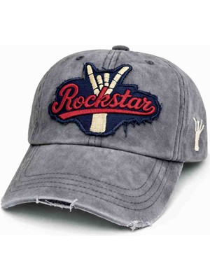 Alasmiel Vintage Eskitme Unisex Şapka | Ayarlanabilir Metal Tokalı, Nakışlı