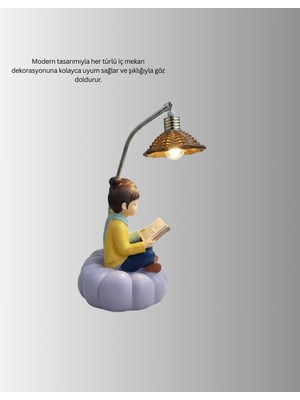 Sepetink Romantik Çift Figürlü Okuyan Çift Masa Lambası Dekoratif LED Aydınlatma