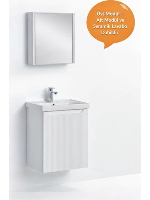 Saydam Banyo Suit 50 cm Alt Üst Banyo Dolabı Takımı
