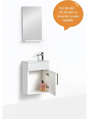 Saydam Banyo Mini 42 cm Alt Üst Banyo Dolabı Takımı