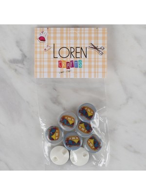 Akıllı Durak Loren Crafts 8 Li Mavi Minibüs Düğme - 698