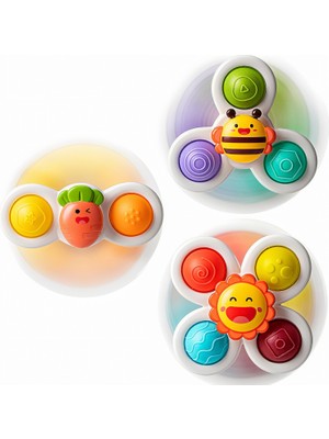 Circle Toys Vantuzlu Duyu Geliştirici Spinner Oyuncak 3’lü Set – Dönen Bebek Oyuncağı (12 Ay+)