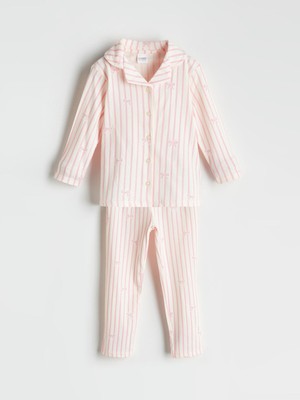 Lc Waikiki Yeni Sezon Kurdele Detaylı Kız Çocuk Pijama Takımı