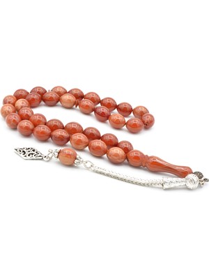 Murty99 Gümüş Kamçılı Sığırcık Kesim Hareli Kahverengi Katalin Tesbih