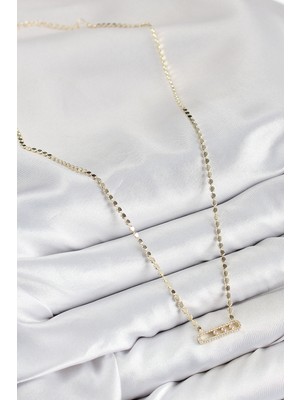 Calperia Pirinç Zirkon Taşlı Messika Model Ezme Zincir Gold Renk Kadın Kolye - TJ-BKO10391