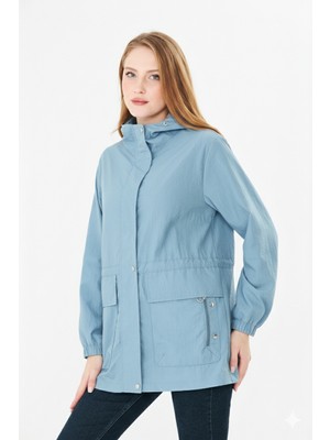 Pique BUSE26 KADIN YAĞMURLUK Beli Ayarlanabilir Kapüşonlu Yağmurluk