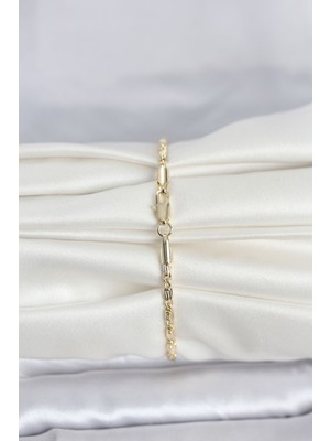 Bsre 14K Gold Renk Burgu Zincirli Kadın Bileklik (Cm)