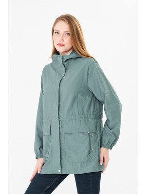 Pique BUSE26 KADIN YAĞMURLUK Beli Ayarlanabilir Kapüşonlu Yağmurluk