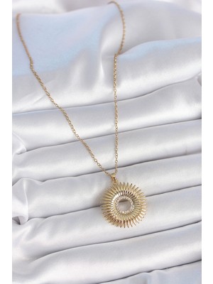 Calperia 316L Çelik Gold Renk Zincir Zirkon Taşlı Nova Yıldız Model Kadın Kolye - TJ-BKO10047