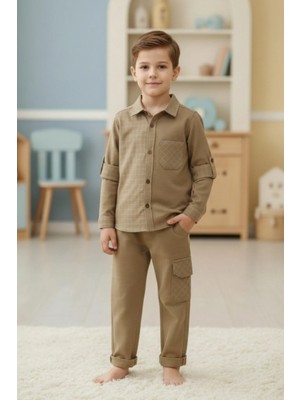 Cattackids Çocuk Kareli Minimalist Gömlek Pantolon Takımı 2-9 Yaş
