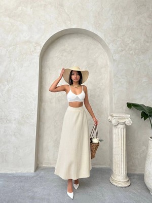 Zengezur Mall Snmswrld Uzun Astarlı Etek Bej (Beden: L)