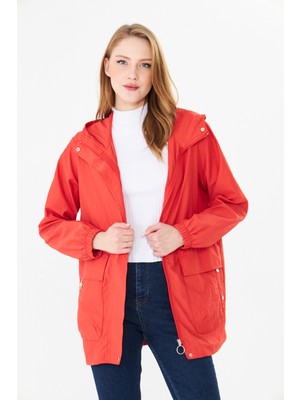 Pique BUSE26 KADIN YAĞMURLUK Beli Ayarlanabilir Kapüşonlu Yağmurluk