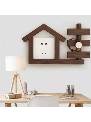 ​ahşap Ev Temalı Duvar Düzenleyici Organizer - Şık Takı ve Anahtar Askısı (20X25 Cm)