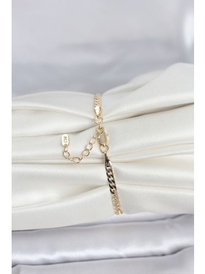 Bsre 14K Gold Renk Zincirli Kadın Bileklik (Cm)