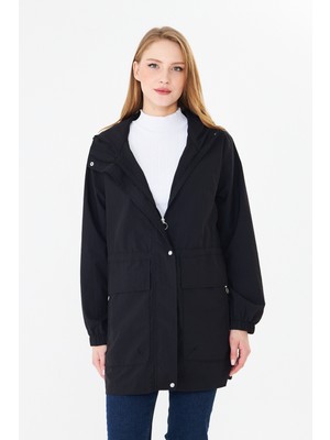Pique BUSE26 KADIN YAĞMURLUK Beli Ayarlanabilir Kapüşonlu Yağmurluk