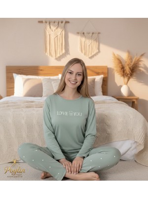 Işılay Kadın Milan Soft Sıfır Yaka Pamuk Uzun Kollu Kadın Pijama Takımı-Rahat Ev Giyim
