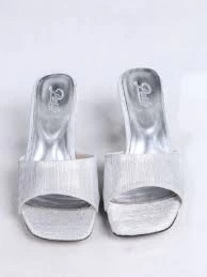 Zengezur Mall Snmswrld Luart Gümüş Simli Topuklu Terlik (Numara: 38)