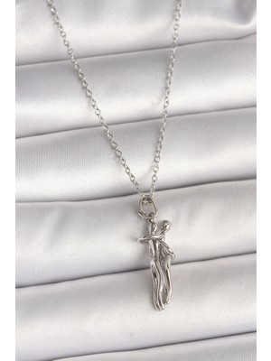 Calperia 316L Çelik Gümüş Renk Zincir Sarılma Model Kadın Kolye - TJ-BKO9977