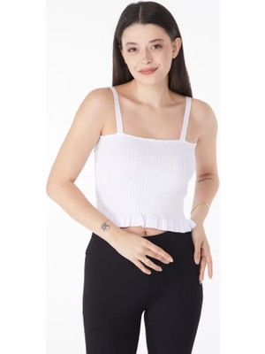 Zengezur Mall Snmswrld Yazlık Triko Crop Beyaz (Beden: Standart)