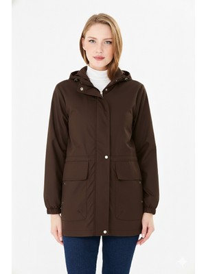 Pique BUSE26 KADIN YAĞMURLUK Beli Ayarlanabilir Kapüşonlu Yağmurluk