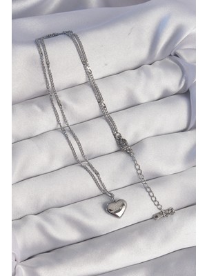Calperia 316L Çelik Gümüş Renk Kalp Model Love Kolye - TJ-BKO8932