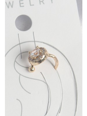 Calperia Pirinç Gold Renk Zirkon Taşlı Kadın Kıkırdak Küpe - TJ-BKP10573