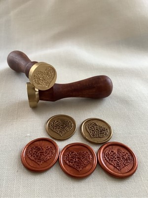 Talya Mum & Mühür Işlemeli Kalp Pirinç Mühür