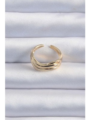 Calperia Pirinç Altın Renk Kıvrımlı Ayarlanabilir Yüzük - TJ-BYK3291