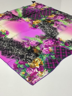 Balse Sura Ipek Eşarp Mor Fuşya Yeşil  5027-1