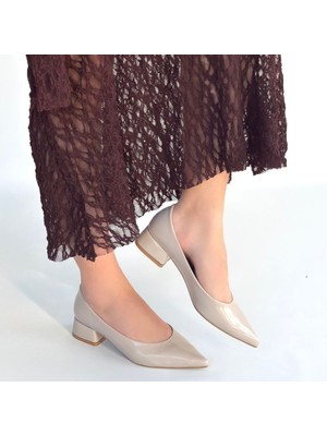 SEPET365 Ferla Bej Rugan Topuklu Ayakkabı