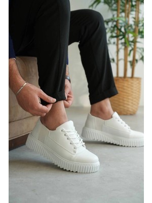 Flamex KB-X516 Kuback Beyaz Cilt Günlük Erkek Ayakkabı