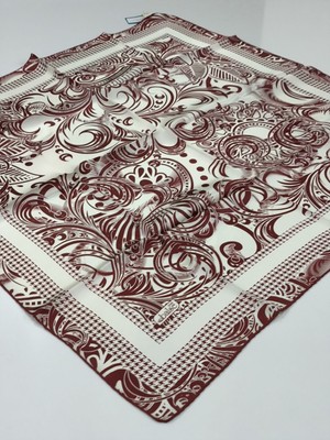 Balse Sura Ipek Eşarp Bordo Krem 5013-1