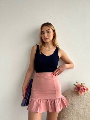 Zengezur Mall Snmswrld Altı Fırfırlı Etek Pudra S24817 (Beden: S)