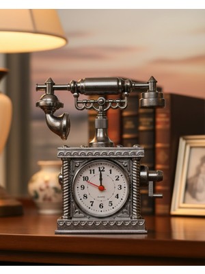 Calperia Retro Telefon Görünümlü Çalar Saat Masa ve Raf Dekoru - Lisinya